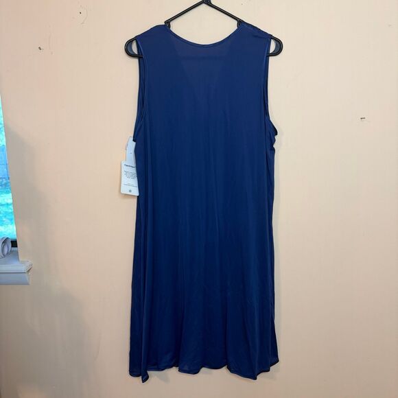 NWT shadowline nylon women’s sleeveless midi nightgown navy blue - Picture 4 of 4
